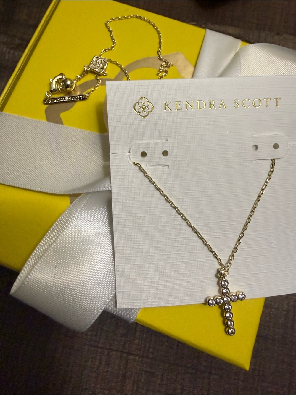 Kendra Scott Gold Crystal Cross Pendant Necklace